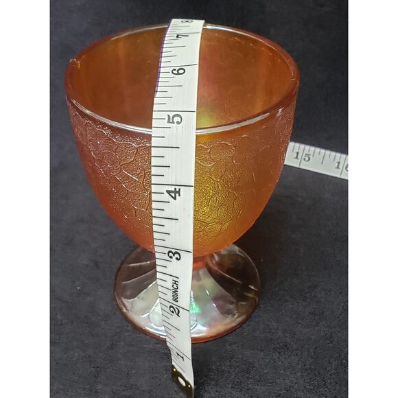 Vintage Imperial Crackle Marigold Carnival Glass Goblet Tumbler Wine Candy Dish - Picture 8 of 8